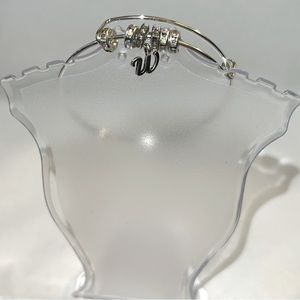 NEW Handmade Fashion Silver Tone “W” Initial Bracelet with Faux AB Crystals